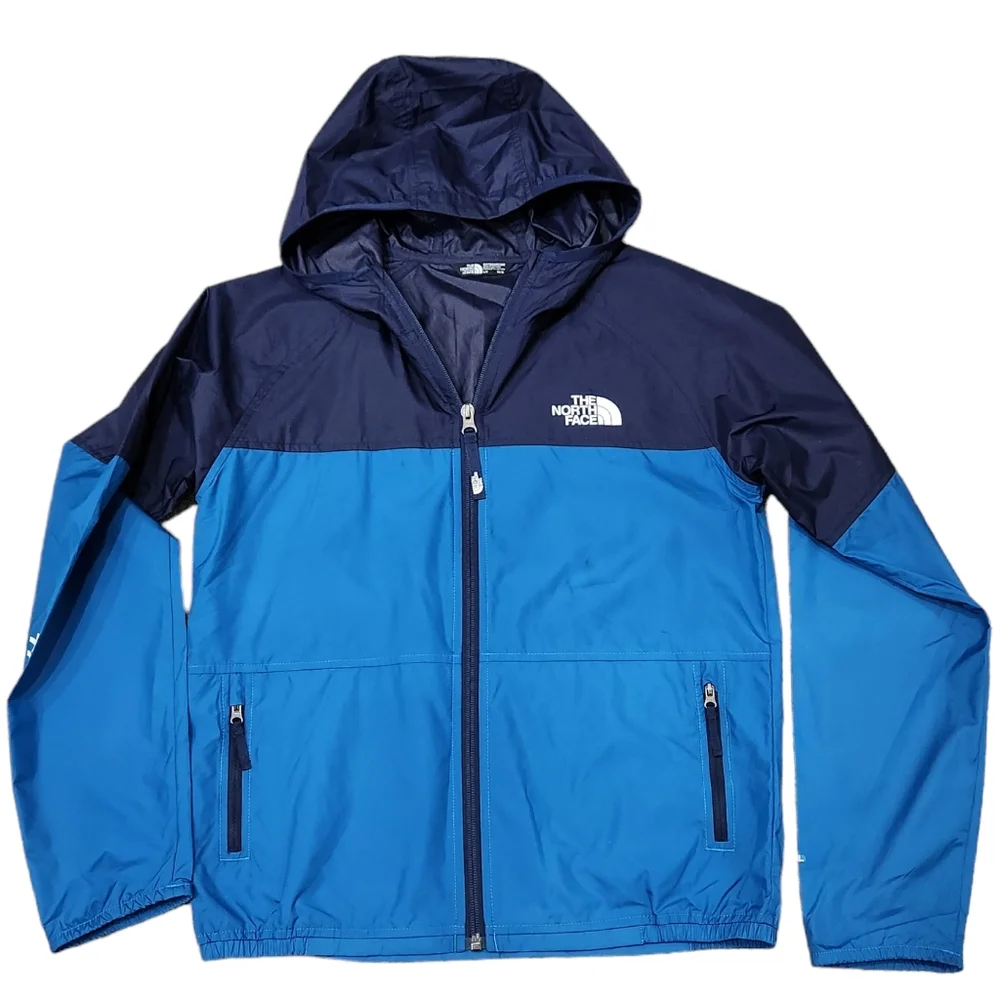 The North Face Boy Cyclone Hoodie Windbreaker Jacket Navy Blue Zipper
